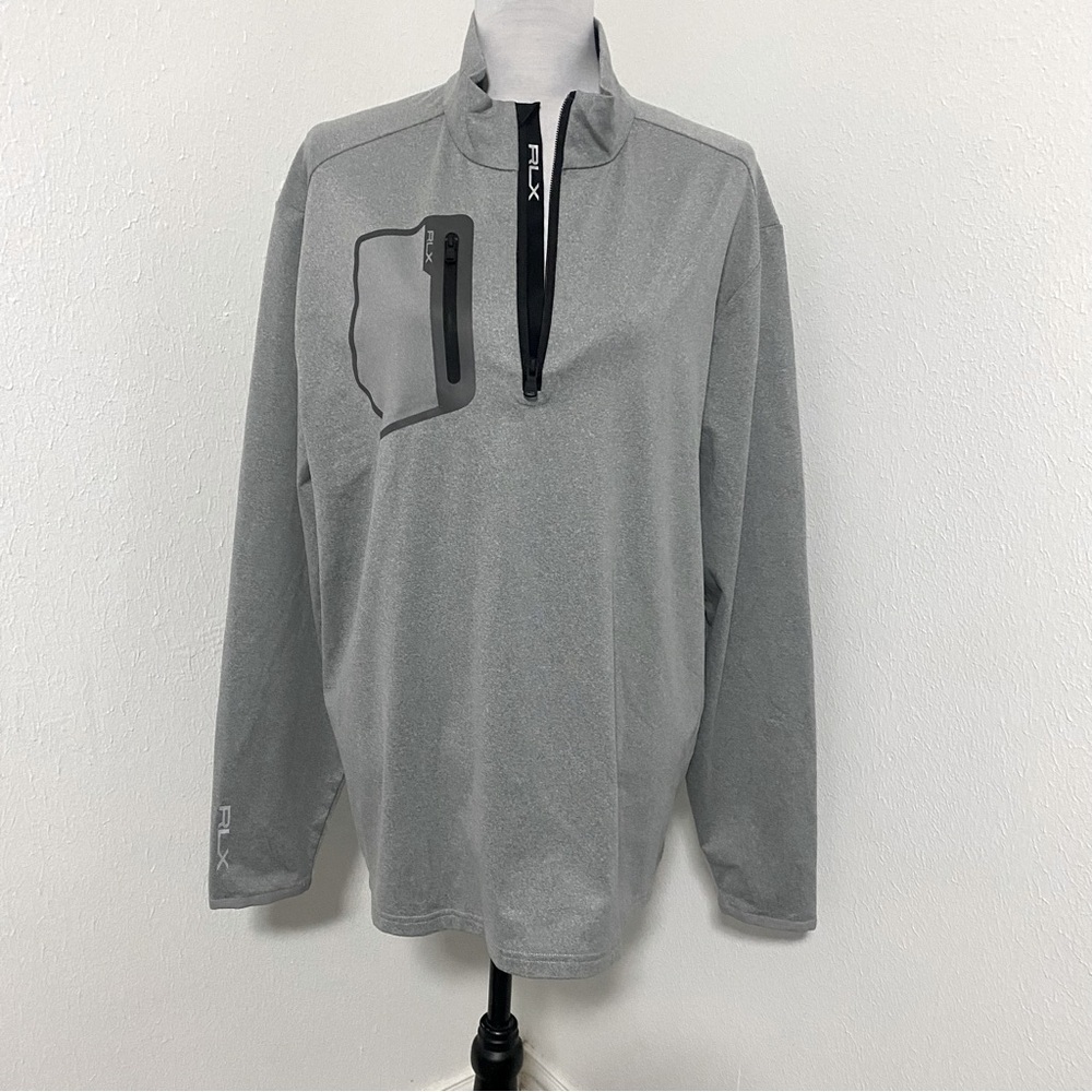 Ralph Lauren RLX Men's Driver Luxury Half Zip Pullover, XL Reflective Lettering